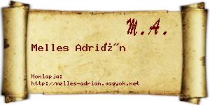 Melles Adrián névjegykártya